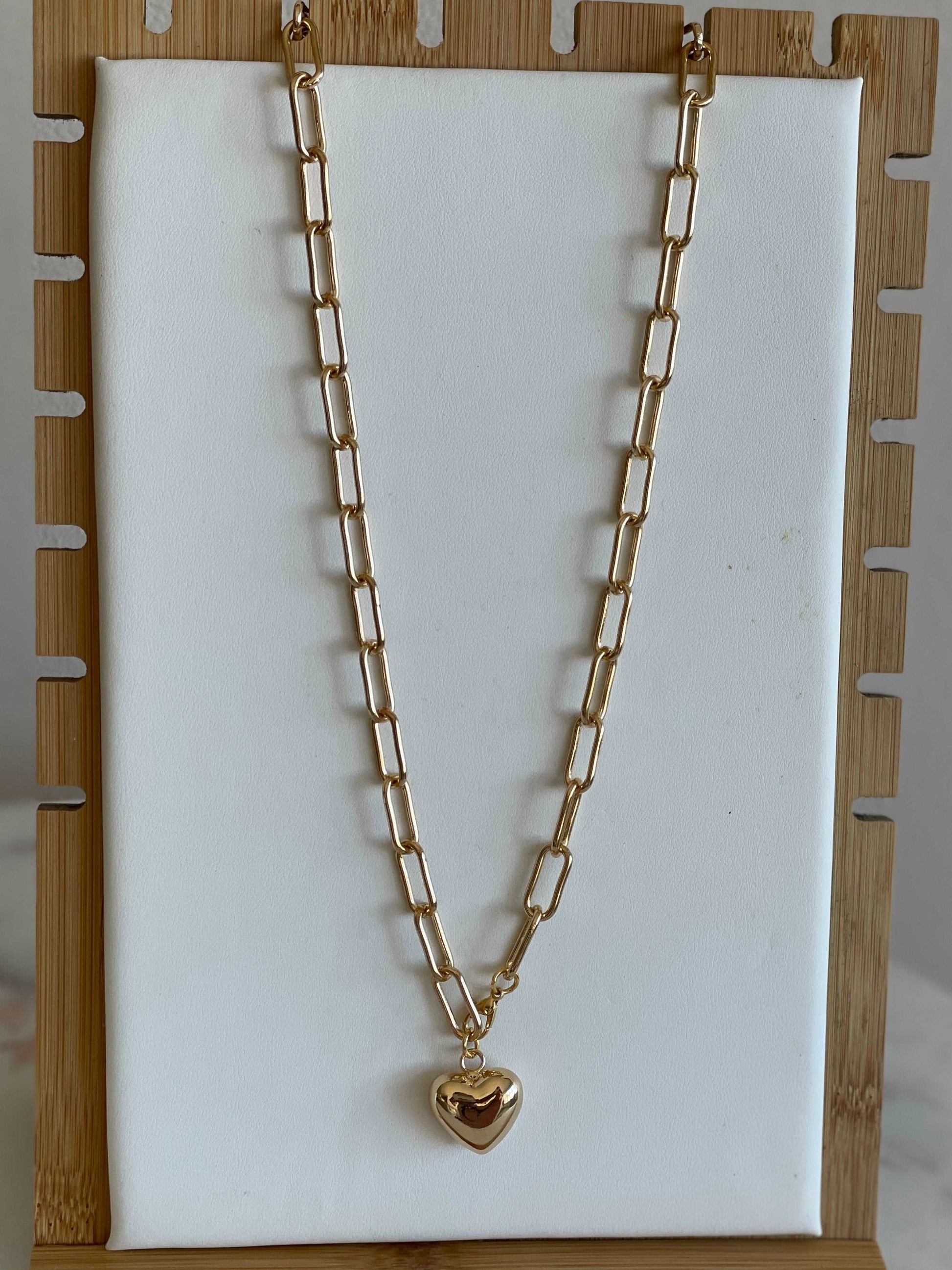 Chunky Heart Pendant Cable Chain ⚡️