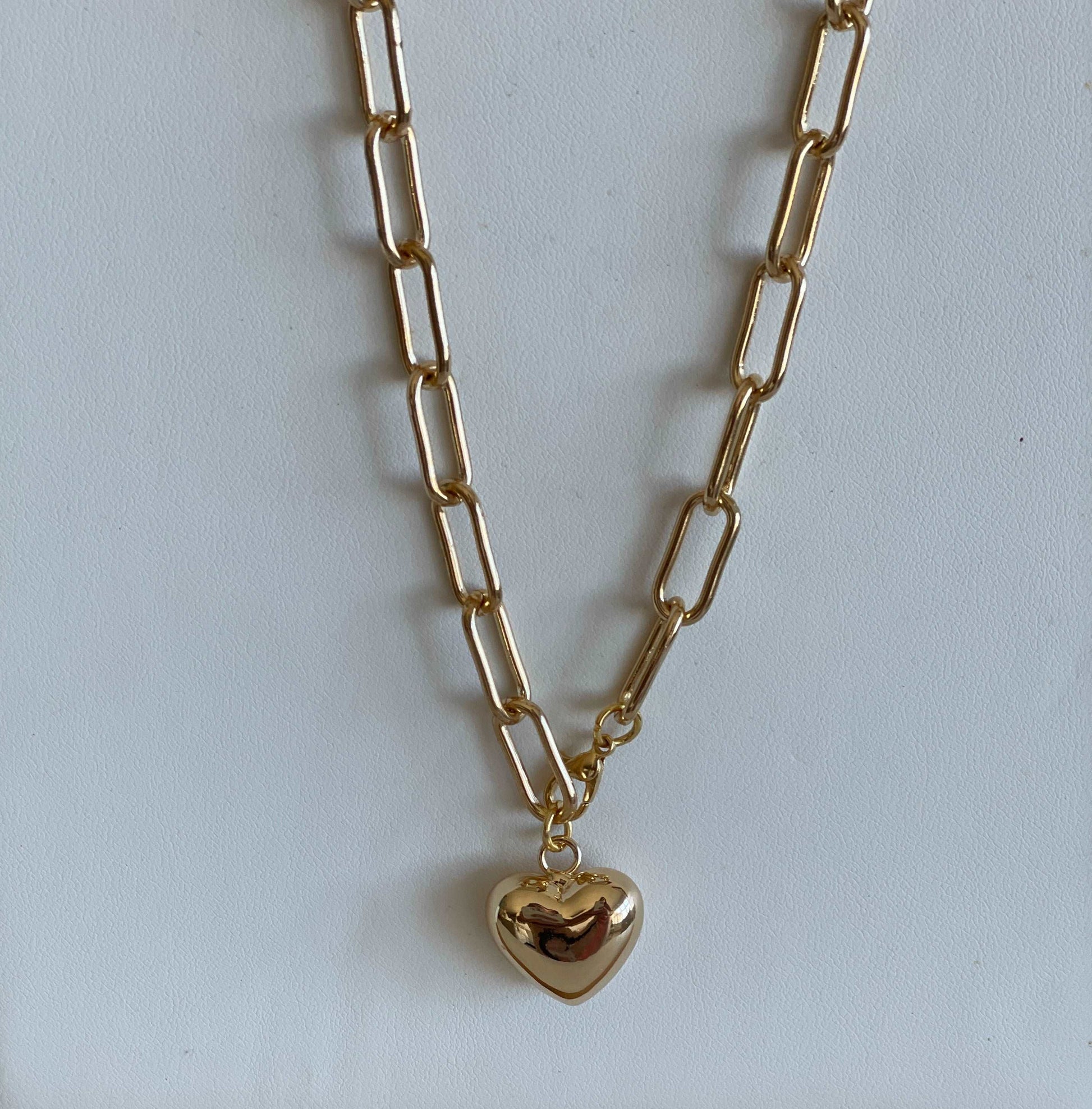 Chunky Heart Pendant Cable Chain ⚡️