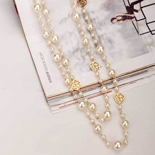 Vintage Pearl and Rose Necklace ๐ฟ