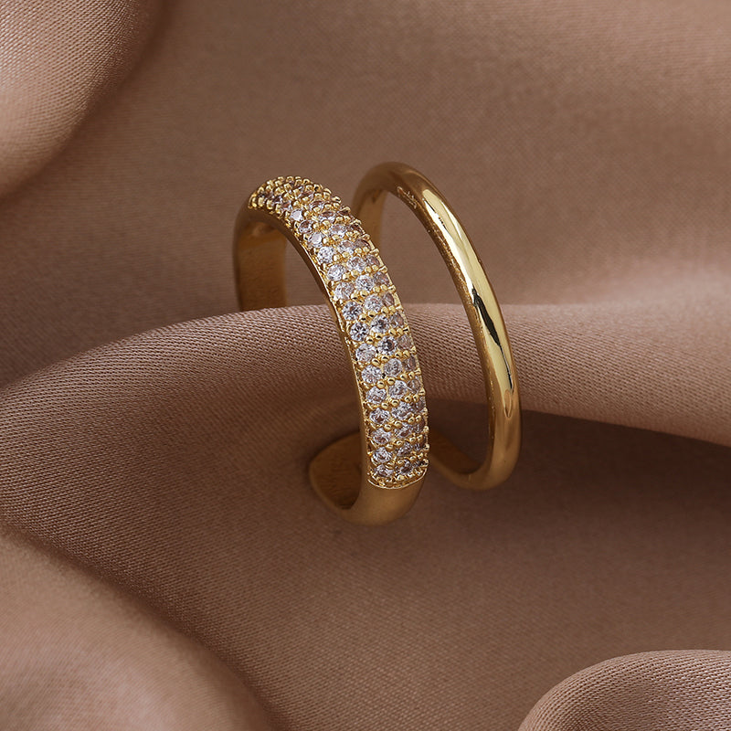 Sparkling Studded Open Gold Rings π