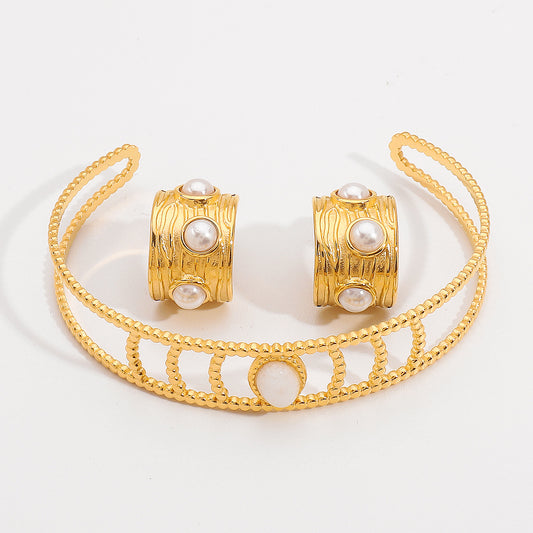 Two Line Cuff Bracelet & Earrings  ⭐️ ⚜️
