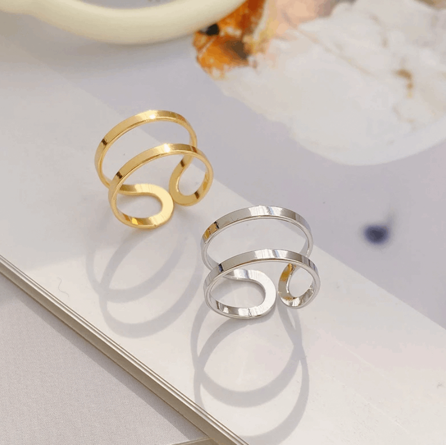 Gold color adjustable band ring π