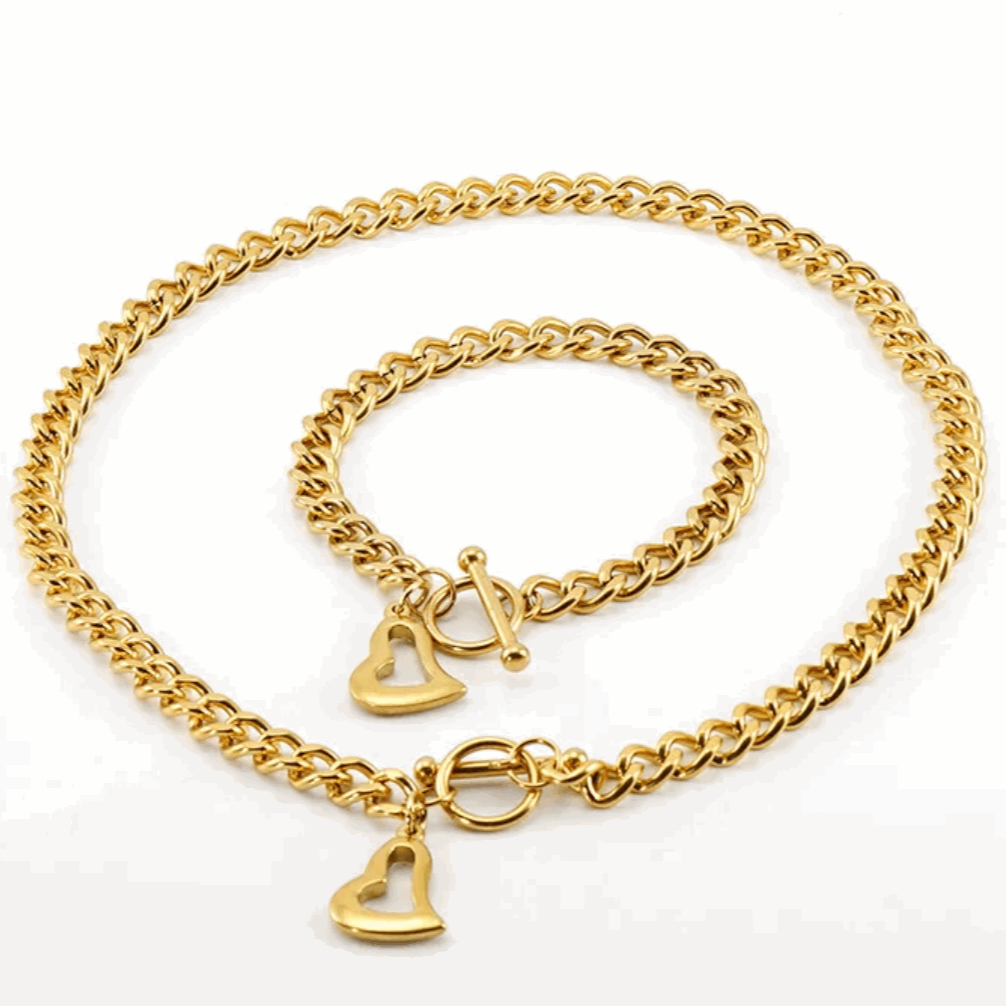 Heart Shape Necklace & Bracelet set