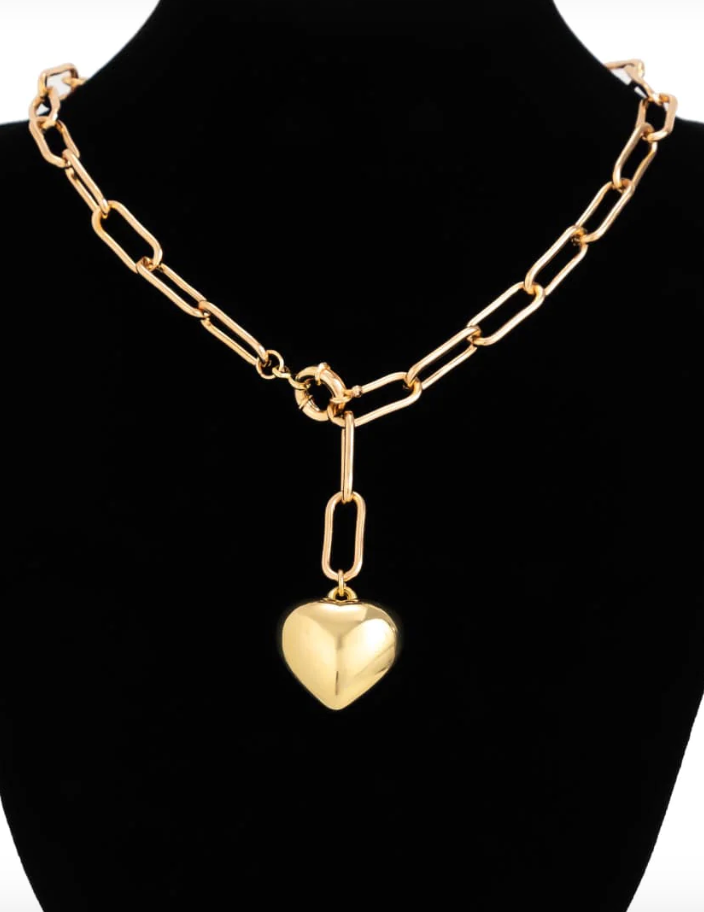 Cadena tipo cable con colgante de corazón grueso 📿