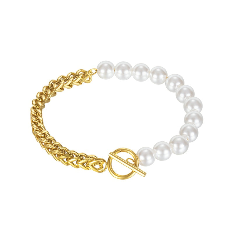 Pulsera de acero inoxidable y Perlas