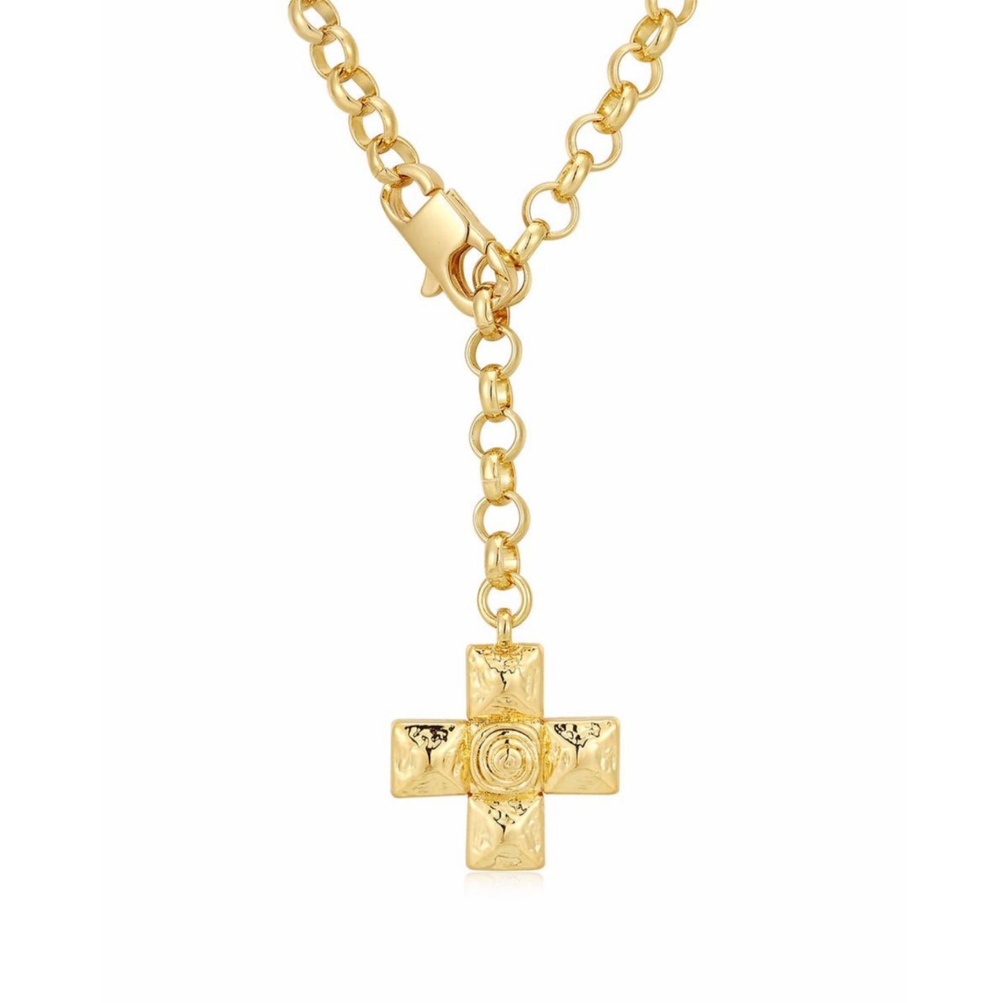 Oversize Cross Pendant Chain Necklace