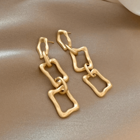Gold Matte Rectangular Earrings ✨