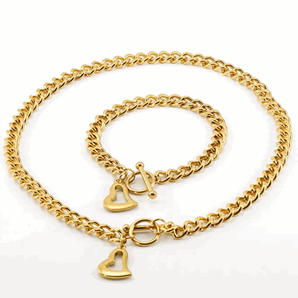 Heart Shape  Necklace & Bracelet set